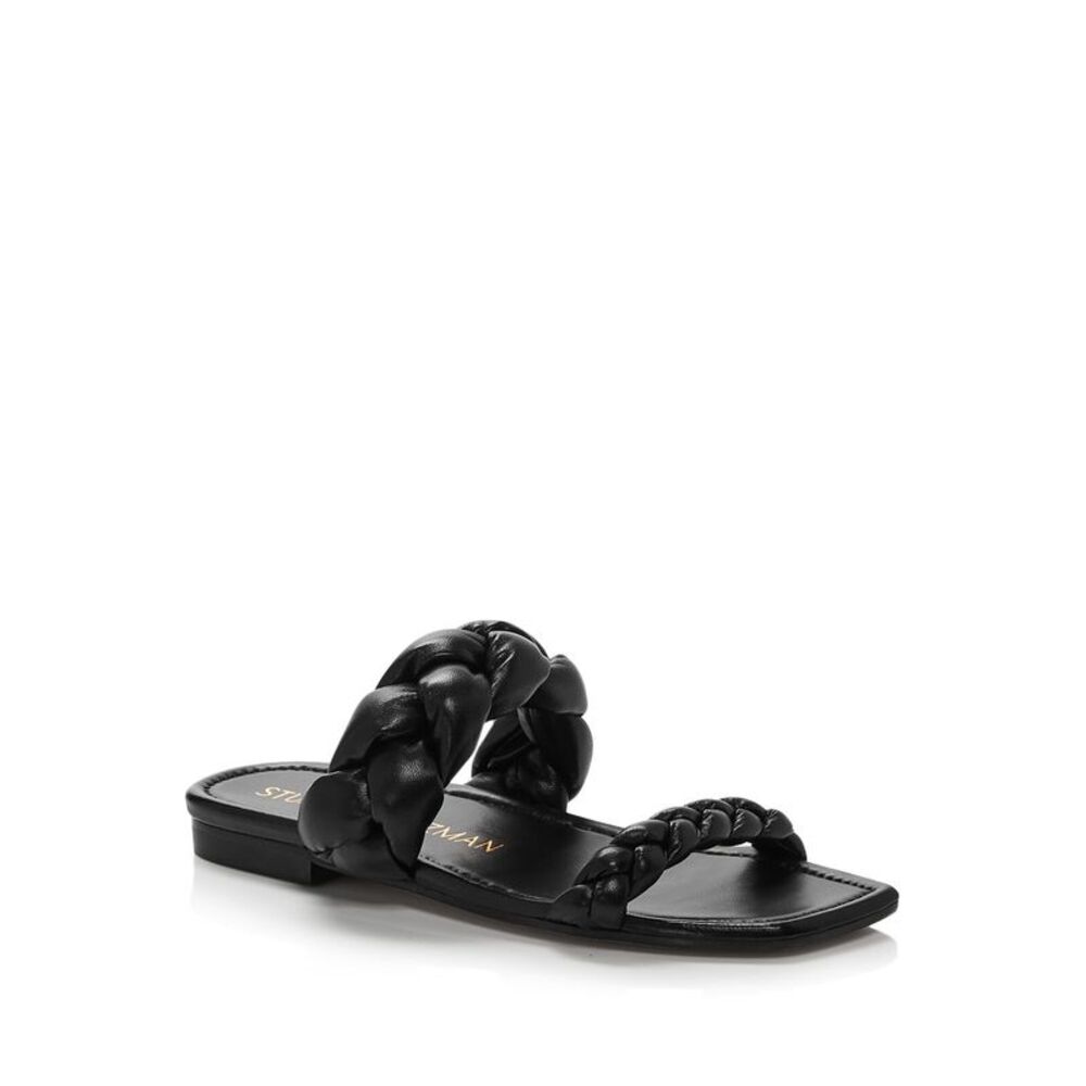 STUART WEITZMAN Womens Black Playa Toe Slip On Leather Slide Sandals 5.5 B
